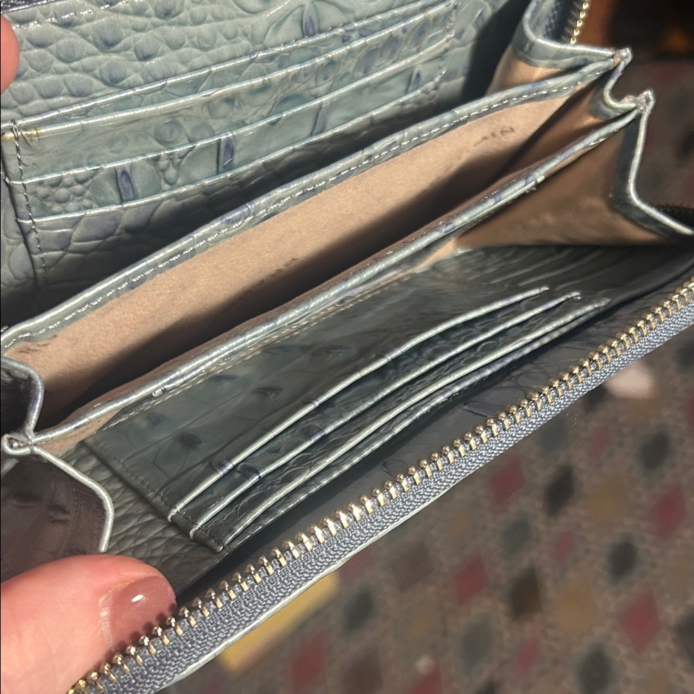 Brahmin Light Blue Croc-Embossed clutch/wallet - Picture 4 of 7